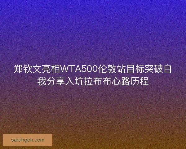 郑钦文亮相WTA500伦敦站目标突破自我分享入坑拉布布心路历程