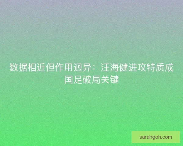 数据相近但作用迥异：汪海健进攻特质成国足破局关键