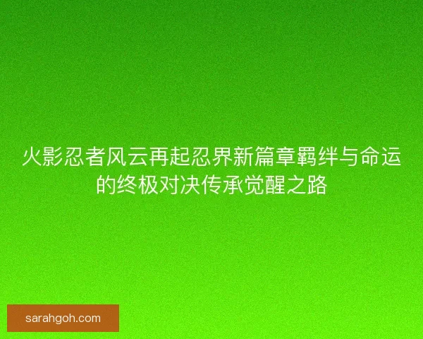 火影忍者风云再起忍界新篇章羁绊与命运的终极对决传承觉醒之路